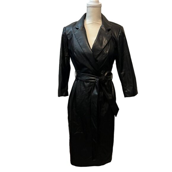 ALEXIA ADMOR Black Jacqueline Edgy Executive Vegan Leather Sheath Dress Size: 8 - Picture 2 of 12